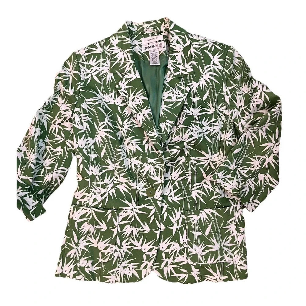 Jones & Co Petite  Jacket‎ Sz 12P Green bamboo COTTON Pockets STRETCH